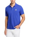 Moncler Cotton Polo Shirt With Logo Patch On The Front In Navy