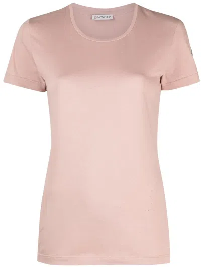 Moncler Regular Fit Logo T-shirt - Women's In Pink