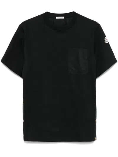 Moncler Regular Fit T-shirt With Side Buttons In Black