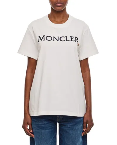 Moncler Regular T-shirt W/printed Front Logo In White