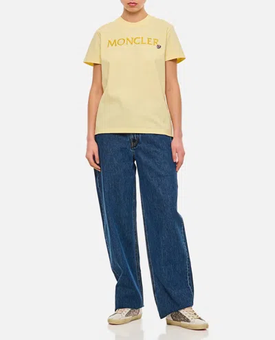Moncler Regular T-shirt W/printed Front Logo In Yellow