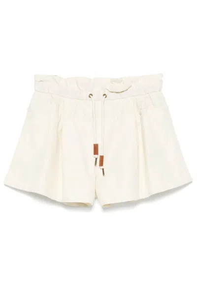 MONCLER MONCLER RELAXED FIT HIGH WAIST SHORTS WITH DRAWSTRING CLOSURE