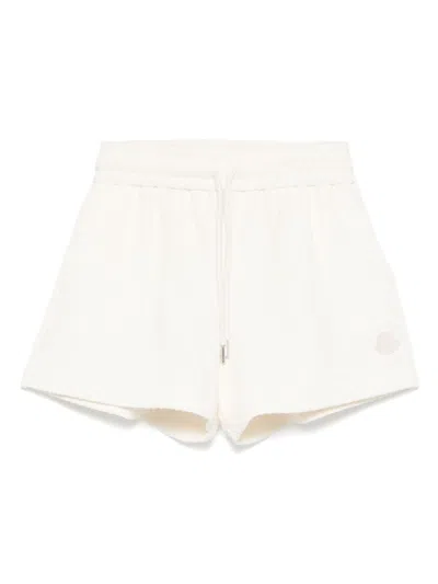 Moncler Relaxed-fit White Shorts With Elastic Waistband In Neutral