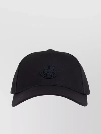 Moncler Relaxed Hat With Curved Brim And Button In Black