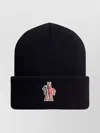 Moncler Relaxed Style Ribbed Cuff Hat In Black