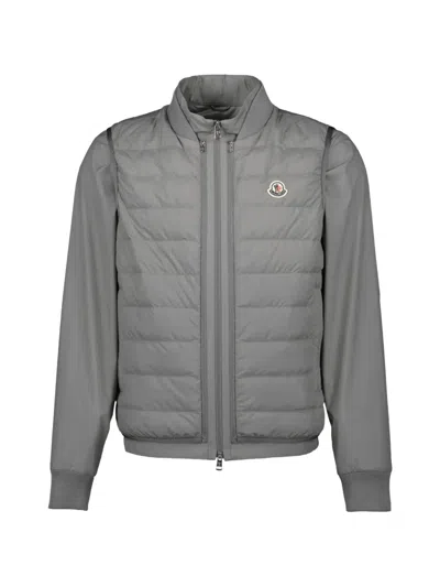Moncler Removable Vest Coat In Gray