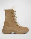 Moncler Resile Trek Sherpa-lined Suede Ankle Boots In Beige