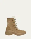 Moncler Resile Trek Sherpa-lined Suede Ankle Boots In Beige