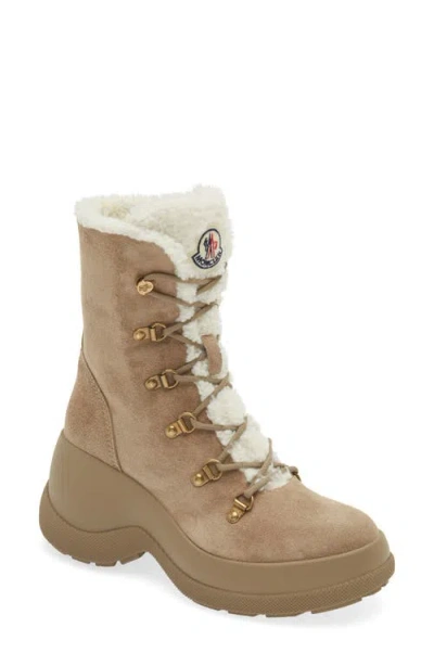 Moncler Resile Trek Sherpa-lined Suede Ankle Boots In Coriander