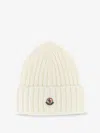 Moncler Ribbed Beanie With Embroidered Logo Detail In Gray