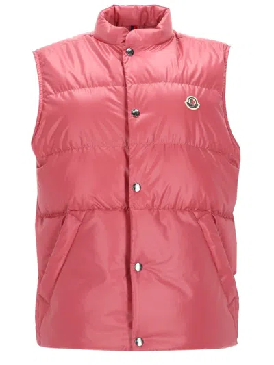 Moncler Restigo Logo Puffer Vest For Men In Pink