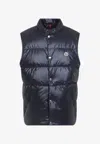 Moncler Restigo Quilted Vest With Logo Patch In Blue