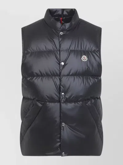 Moncler Restigo Padded Gilet Nylon Half Collar In Black