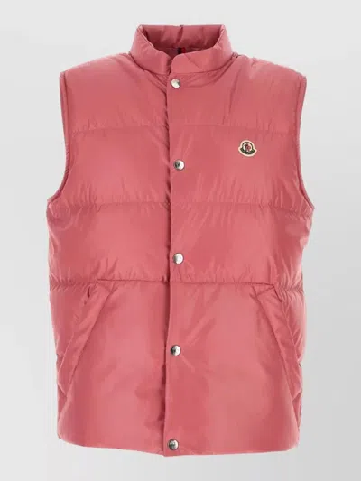 Moncler Restigo Polyester Down Sleeveless Jacket Pockets In Pink