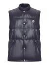 Moncler Restigo Quilted Vest With Logo Patch In Blue