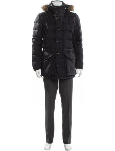 Pre-owned Moncler Rethel Wool Parka In Blue