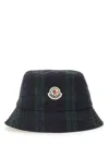 Moncler Checked Pattern Reversible Bucket Hat Design In Blue