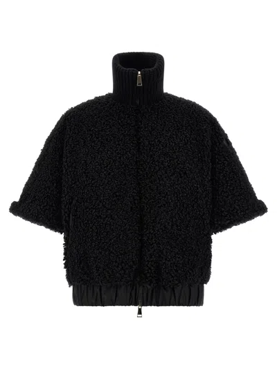 Moncler Dual Sided Cape High Collar In Black