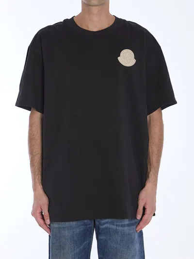 Moncler Reversible Cotton T-shirt In Black