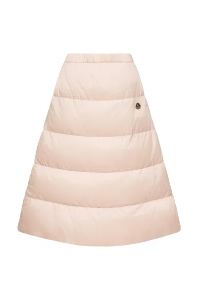 Moncler Reversible Down Midi Skirt In Pink