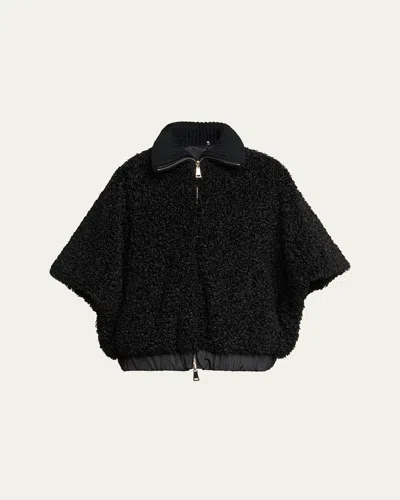 Moncler Reversible Faux Fur Cape In Black
