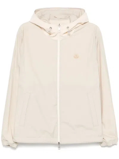 Moncler Reversible Fleece Hooded Jacket In Nude