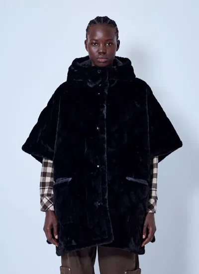 Moncler Reversible Hooded Cape In Blue