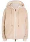 Moncler Reversible Hooded Fleece And Shell Cardigan In Neutral