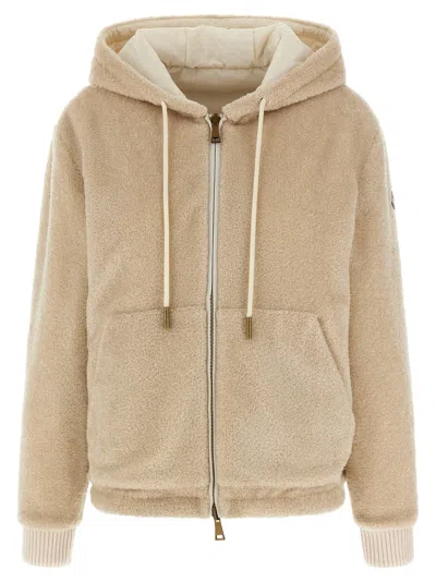 Moncler Reversible Hoodie Sweatshirt Beige In Multi