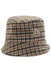 Moncler Reversible Houndstooth Wool-blend Bucket Hat In Brown