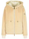 Moncler Reversible Jacket In Cream Cotton Blend In Orange