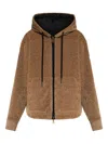 Moncler Reversible Jacket With Drawstring Hood And Logo Patch On The Sleeve In Brown