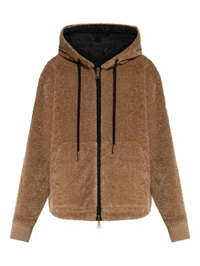 Moncler Reversible Jacket With Drawstring Hood And Logo Patch On The Sleeve In Brown