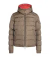 Moncler Jonage Houndstooth Nylon Down Jacket In Brown