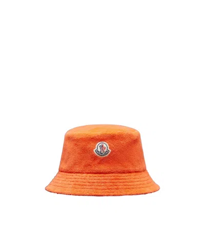Moncler Reversible Logo-patch Bucket Hat In Orange