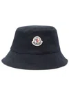 Moncler Black Logo Bucket Hat In Navy