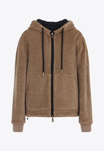 Moncler Reversible Padded Hoodie In Brown
