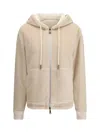Moncler Reversible Hooded Fleece And Shell Cardigan In Brown