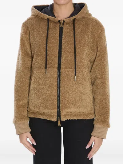 Moncler Reversible Jacket With Drawstring Hood And Logo Patch On The Sleeve In Brown