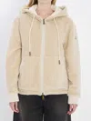 Moncler Reversible Hooded Fleece And Shell Cardigan In Neutral