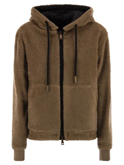 Moncler Reversible Padded Sweatshirt With Hood In Brown