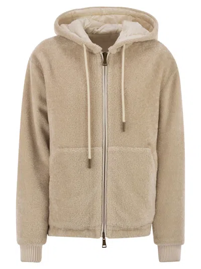Moncler Reversible Padded Sweatshirt With Hood In Brown