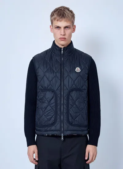 Moncler Reversible Paisley Print Padded Teddy Gilet In Blue