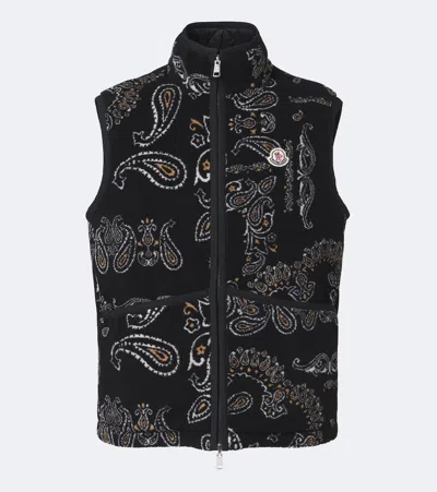 Moncler Reversible Paisley Vest In Black