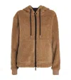 Moncler Reversible Teddy Padded Hoodie In Brown