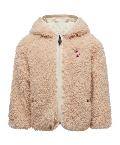 Moncler Kids' Reversible Teddy Zip-up Hoodie In Brown