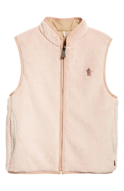 Moncler Reversible Vest Pink In Pink,beige