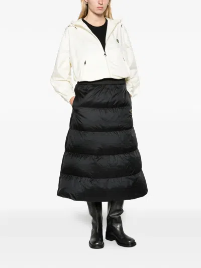 Moncler Reversible Wool Twill Padded Midi Skirt In Black