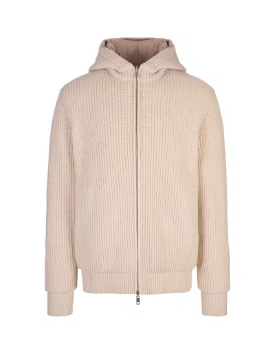 Moncler Reversible Jacket In Wool Blend In White