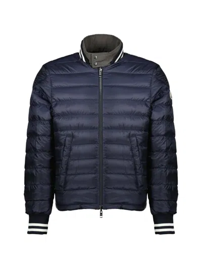 Moncler Reversible Zipped Bomber Jacket In Blue